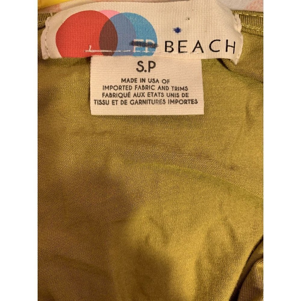 Free people Miami Ruched Mini Dress Tea Leaf V Neck Party Size Small NEW - Picture 9 of 9